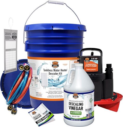 Chromex Tankless Water Heater Flush Kit with Concentrated Vinegar, Dilutes to 4 Gallons and 1/6HP Extra Strength Pump in Saudi Arabia