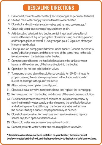 Chromex Tankless Water Heater Flush Kit with Concentrated Vinegar, Dilutes to 4 Gallons and 1/6HP Extra Strength Pump in Saudi Arabia