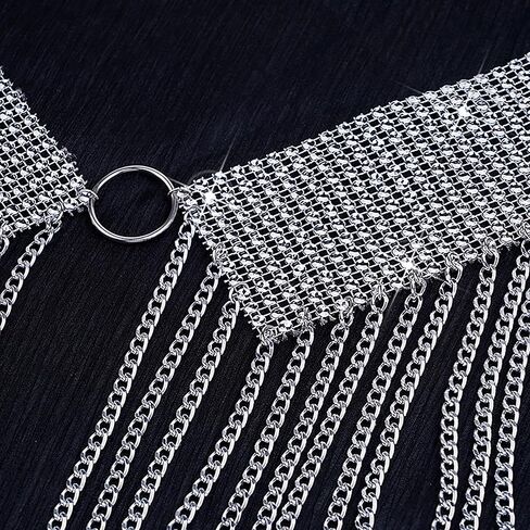 CCbodily Body Chains Jewelry Accessories - Boho Crystal Tassel Bikini Set Beach Cosplay Bra Chain Body Jewelry for Women And Girls in Saudi Arabia