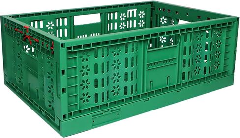 TEJAL 23.63 x 15.74 x 8.85 Collapsible Storage Bin-Green (1PK- 45 Ltr.) Foldable Plastic Solid Stackable Wall Baskets/Box- Organizer, Moving, Utility in Saudi Arabia