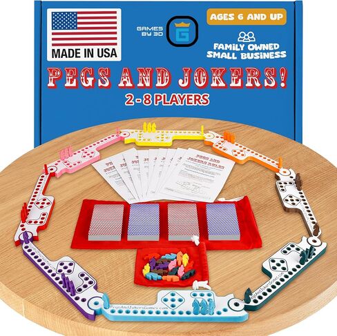 Games by 3D: Pegs and Jokers Full Size Game Set - Embrace The Versatility of This Engaging Board and Card Game for 2-8 Players - Compact, Portable, & Packed with Vibrant Fun & Endless Entertainment in Kuwait