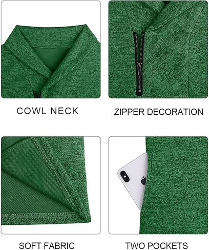 Romanstii Quarter Zip Sweatshirt for Women Fall Long Sleeve Cowl Neck Top 2024 Fashion Pullover with Pockets in Kuwait