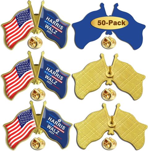 6/12/50/100Pcs American US Kamala Harris waltz Flag Lapel Pins Bulk - Show Your Support For Democratic Party 2024 President Vote Campaign Pins in Saudi Arabia