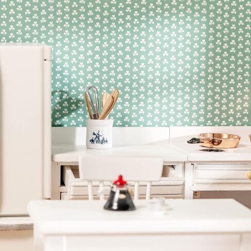 SAMCAMI Wooden Dollhouse Furniture Set - Miniature Dollhouse Furniture 1 12 Scale for Dollhouse Kitchen - Doll House Furniture Toys Incl Kitchen Cabinets, Dining Table, Refrigerator and Others (White) in Kuwait