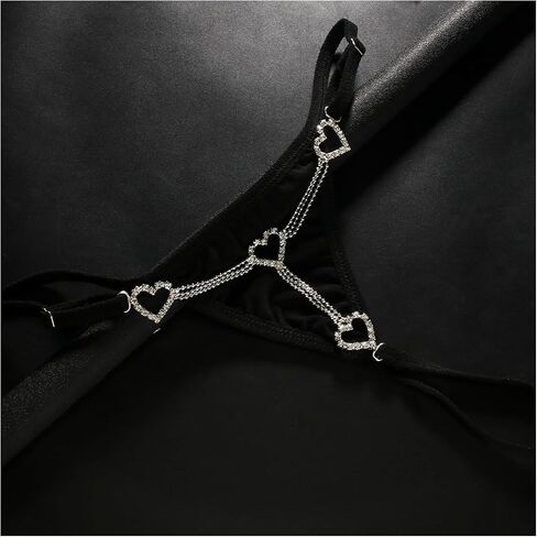 Rhinestone Heart Pendant Waist Jewelry Crystal Thong Panties Festival Rave G String Rhinestone Underpant Chain Thong Bikini Waist Chain for Women in Saudi Arabia