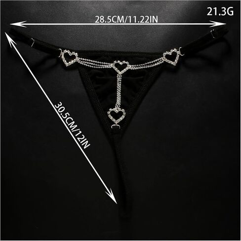 Rhinestone Heart Pendant Waist Jewelry Crystal Thong Panties Festival Rave G String Rhinestone Underpant Chain Thong Bikini Waist Chain for Women in Saudi Arabia