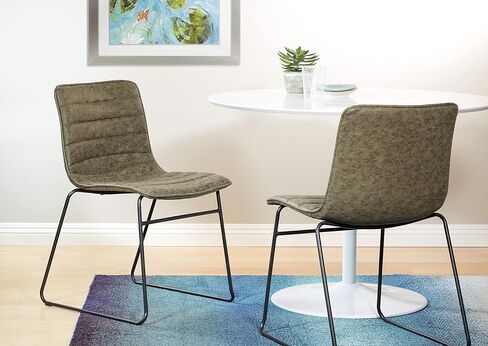 OSP Home Furnishings Halo 2-Pack Faux Leather Stacking Chairs with Sturdy Metal Frame, Charcoal Grey in Saudi Arabia