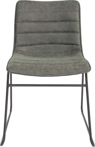 OSP Home Furnishings Halo 2-Pack Faux Leather Stacking Chairs with Sturdy Metal Frame, Charcoal Grey in Saudi Arabia