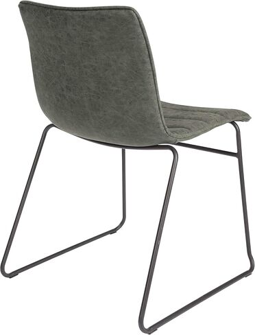 OSP Home Furnishings Halo 2-Pack Faux Leather Stacking Chairs with Sturdy Metal Frame, Charcoal Grey in Saudi Arabia