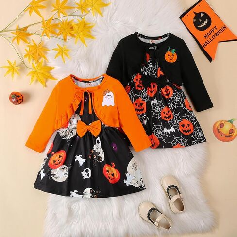 Toddler Girls Easter Day Dress and Cardigan Set Little Girls 2-Piece Easter Day Outfits Set in Kuwait