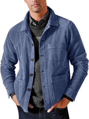 Runcati Men's Corduroy Jacket Lightweight Casual Button Down Shacket Long Sleeve Retro Shirts Coat in Saudi Arabia