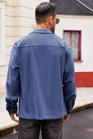Runcati Men's Corduroy Jacket Lightweight Casual Button Down Shacket Long Sleeve Retro Shirts Coat in Saudi Arabia