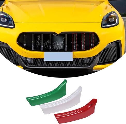 متوافق مع Maserati Grecale 2022 2023 شرائط تزيين الشواية الأمامية غطاء الزخارف صب اكسسوارات الديكور ABS المفاجئة على شبكة الشواية الأمامية تصفيف السيارة 3 قطع إدراجات مصبغة in Kuwait