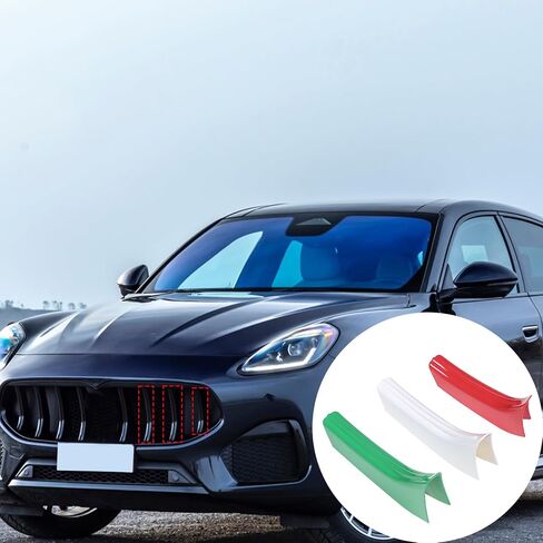 متوافق مع Maserati Grecale 2022 2023 شرائط تزيين الشواية الأمامية غطاء الزخارف صب اكسسوارات الديكور ABS المفاجئة على شبكة الشواية الأمامية تصفيف السيارة 3 قطع إدراجات مصبغة in Kuwait