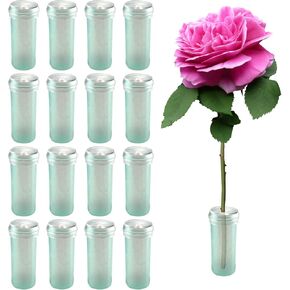 IFAMIO 200 Pack Floral Water Tubes 1.6 Inch Clear Flower Vials with Caps for Stem Cutting Floral Arrangements