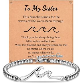 Gifts for Best Friend Sister Daughter Granddauhgter Niece, The Wave of Life Bracelet, Christmas Birthday Valentines Day Gifts for Women Girls Her
