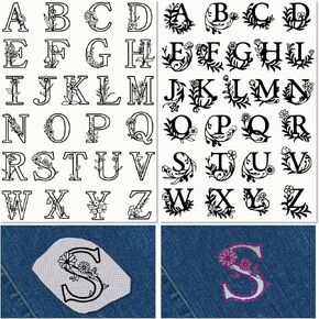CRASPIRE Letter A-Z Water Soluble Embroidery Stabilizers Hand Sewing Stick and Stitch Transfers Paper Wash Away Pre-Printed Self Adhesive Patterns for Bags Cloth Sewing Lovers Beginner Needlework