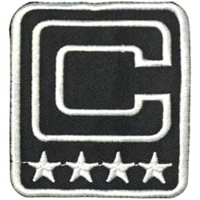 Black Captain C Patch (4 White Stars) Sewing On for Jersey Football, Baseball. Soccer, Hockey Jersey