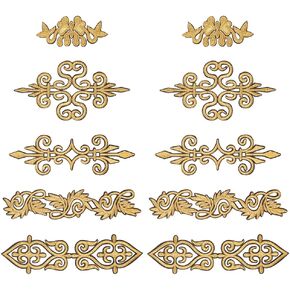 NBEADS 10 Pcs 5 Styles Gold Flower Embroidery Patches, Ethnic Style Polyester Iron on/Sew on Applique Patches Sewing Craft Decoration for Clothes Decoration and DIY Craft