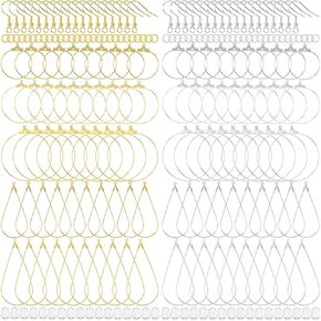 CustomyLife 700pcs Hypoallergenic Earring Making Kit, Gold/Silver Earring Beading Hoops and Hooks, Clear Rubber Earring Backs, Jump Rings for DIY Jewelry Making, Earring Finding Making Supplies
