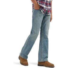 Wrangler Authentics Boys' Boot Cut Jean (Waldon), Stonewash Indigo
