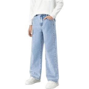 Floerns Boy's Elastic Waist Jeans Regular Straight Leg Denim Pants