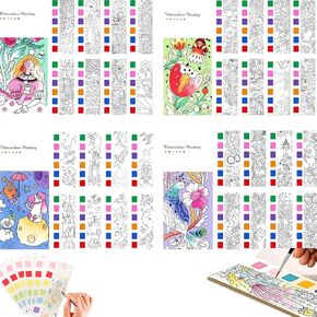 Mini Paint Pad, Mini Paint Pads, Watercolor Paint Pad, Pocket Watercolor Painting Book, Water Color Paint Set Arts, Travel Paint Watercolor Coloring Book Set for Adults, Boys and Girls (4PCS)
