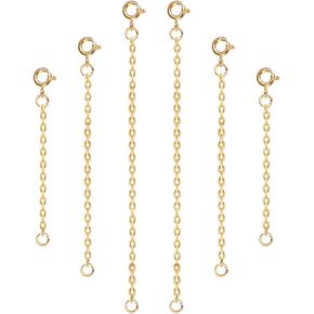 6pcs Necklace Extender Chains, 2 Inch 3 Inch 4 Inch Stainless Steel Jewelry Extenders Bracelet Extender Extender Chain Set for Jewelry Necklace Bracelet Anklet Making Supplies (Gold)