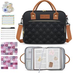 Bible Case, Large Bible Cover Case for Women, Bible Bag, Bible Covers with Bible Accessories for Women, Book Carrying Case Church Bag Bible Protective with Handle and Zipper Pocket