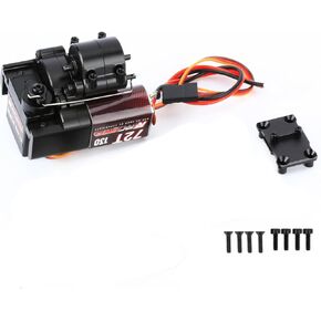 RCAWD Upgraded 72T Carbon Brush 130 Motor Two Speed Choice Alum Center Gear Case Transmission Assembled for Axial SCX24 Wrangler Bronco Gladiator C10 Deadbolt Dodge Power Wagon Upgrade Parts (Black)