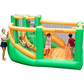 Bounce House Inflatable Bouncy Castle with Large Jumping Area Double Slide Bouncer for Kids and Toddlers