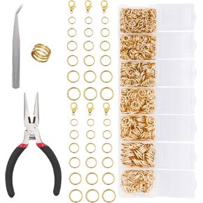 All Size Open Jump Ring and Lobster Clasps Kit for Jewelry Repair Tools Jewelry Making Accessories for Necklace Bracelets Earring Jewelry Making Repair (KC Gold)