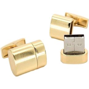 Cuff-Daddy USB Flash Thumb Drive Cufflinks in Gold 8GB Each (16GB Total) with Jewelry Presentation Box Digital Functional Computer Connector Cufflinks Business Attire Best Gifts for Men