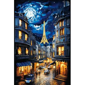 ROSTITCH - The Romantic Stree of Paris Cross Stitch Kits for Beginners Adults 11CT Pre-Printed Aida Cross-Stitch,Needlecrafts Embroidery Kits Arts and Crafts All Clear Cross Stitch