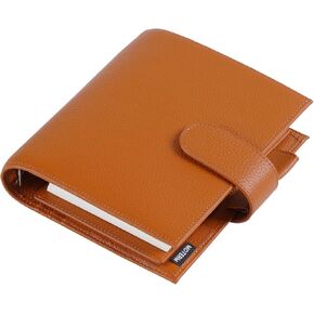 Moterm A6 Luxe Rings Planner - Genuine Leather Binder Organizer (30mm Ring, Pebbled-Dusty Rose) - NOT a Standard A6