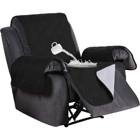 Flamingo P 100% Waterproof Recliner Chair Covers Quilted Reclining Chair Slipcover Furniture Protector Pet Couch Covers with Non Slip Backing, Seat Width Up to 30 Inch, Grey