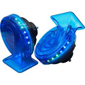 LED Horn 12V Loud Waterproof Transparency Color Light Low Tone Horn Universal Fit For 12 Volt Vehicle Motorcycle Car Replacement Kit (Red Low Tone)