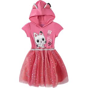 DREAMWORKS GABBY'S DOLLHOUSE Girls Cosplay Hooded Tulle Dress with Ears for Toddler and Big Kids