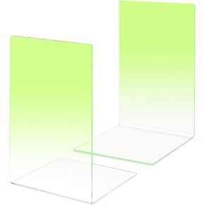 Honagu Book Ends, Acrylic Bookends, Clear Book Ends for Shelves, Desk Book Organizer, Book Holder Stand Decorative for Heavy Books, CDs, Video Games (1 Pair/2 Pieces, Gradient Royal Blue)