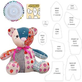 Memory Bear Sewing Patterns Template Ruler Set with Instruction Manual, Memory Bear Patterns Templates for Sewing (Overall Height 12IN)