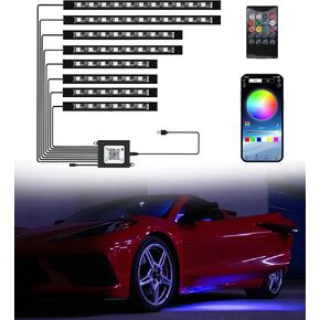 C8 RGB LED Lights Mounted in Engine Bay/Side Cove/Welcome/Footwell Fit for Corvette C8 Stingray Z51 Z06 E-Ray 2020-2025(Bluetooth)