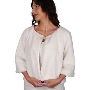 LIMELIA Soft Fur Bolero, Fur Bolero for Wedding Dresses Long Sleeve Faux Fur Bridal Fur Women Bolero Fur White