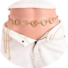 Boho Moon Star Waist Chain Gold Sliver Heart Body Chains Sun Pendant Belt Chain Love Body Accessories for Women and Girls