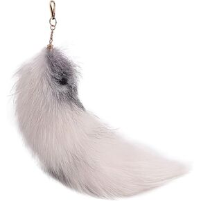 Fluffy Real Fox Fur Tail Keychain Tassel Bag Cosplay Tails Charm Handbag Accessory Hook Pendant