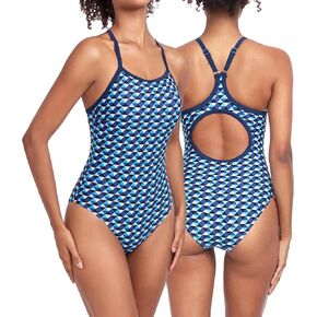 Adoretex Women’s Printed Adjustable Thin Straps Athletic One Piece Swimsuit, with Removable Padded Bra for Youth and Adults