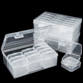 CertBuy 36 Pieces Small Plastic Storage Containers with Hinged Lids Clear Bead Organizer Box Mini Storage Cases for Storage of Beads Jewelry, Diamonds DIY Art Craft (2.16×2.16×0.79 Inch)