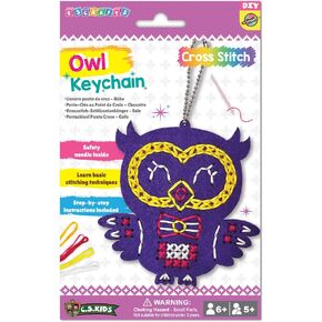 C.S. Kids KC09 My Owl Keychain, First Sewing Arts & Crafts Gifts -Crafting Keychain | Educational DIY Cross-Stitch for Kids