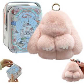 Bunnylulu Keychain, Cute Bunny Keychain With Exquisite Box, Bunny Keychain Plush, Handmade Soft Bunny PomPom Keychain