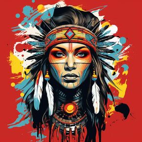 DIY Colorful American Native Indian Woman Feather DIY Stamped Cross Stitch Kits for Beginners Easy 11CT Needlepoint Embroidery Counted Cross Stitch Kits Art Craft Wall Decoration and Gift 14x14inch(2)