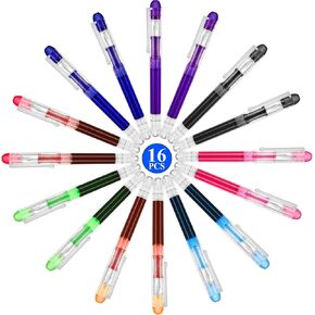 16 Pieces Colored Ink Disposable Fountain Pens Colorful Set Assorted Color Writing Fountain Pens Extra Fine Point Nib for Calligraphy Sketching, Holiday Christmas Gifts Office School Supplies